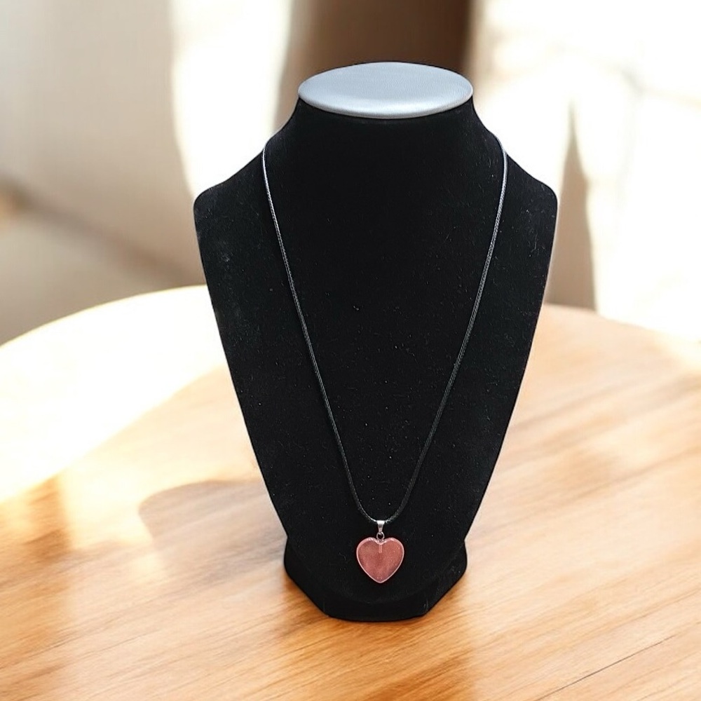 Silver Heart Rose Quartz Pendant Necklace